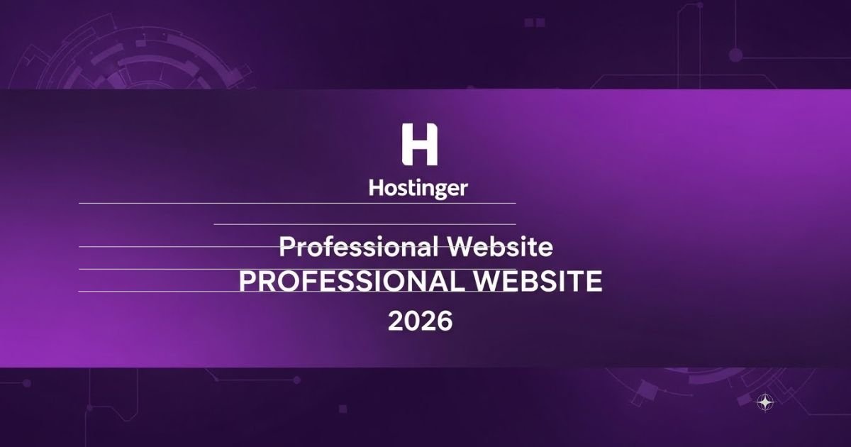 "Banner tecnológico com fundo gradiente roxo e o logotipo branco da Hostinger ao centro. Abaixo, um texto em destaque diz: 'Guia do Site Profissional 2026'. Imagem ilustrativa do guia Amalya Prime sobre como criar um site profissional."