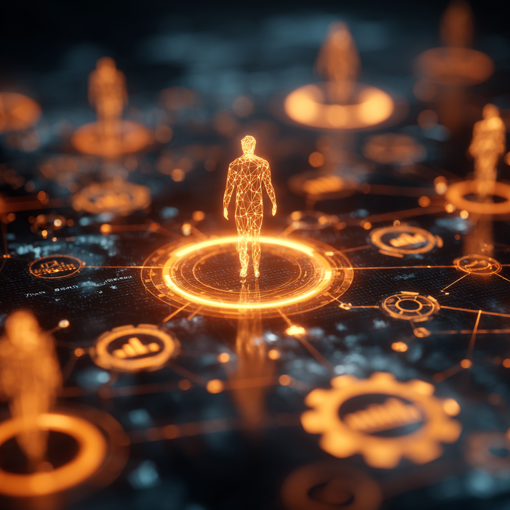 Representación de un emprendedor gestionando una red de automatización y agentes de IA para escalar un negocio digital de alta rentabilidad en España.